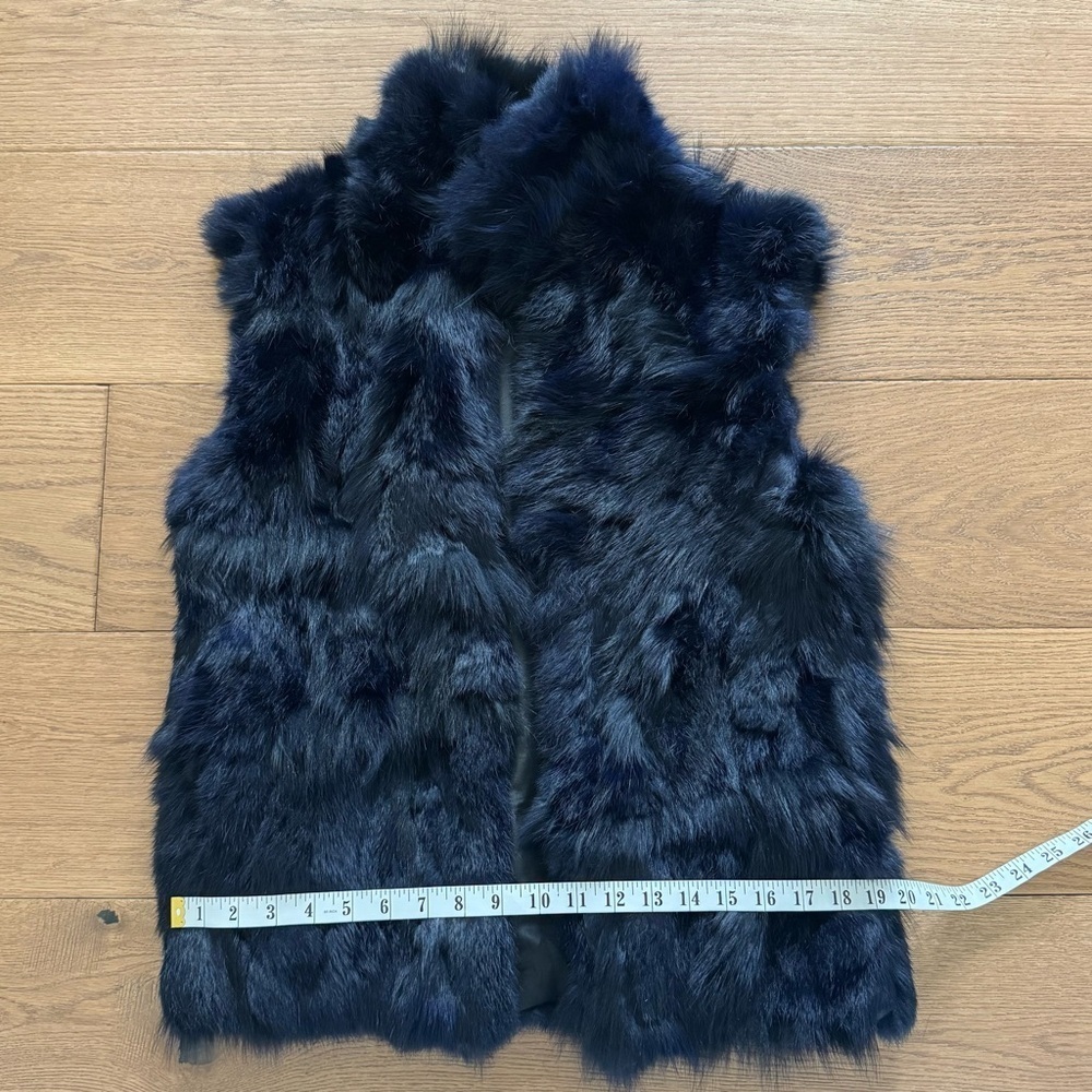 Adrienne Landau Rabbit & Fox Fur Dyed Vest - Midnight Blue - Size S - Like New - Picture 5 of 12